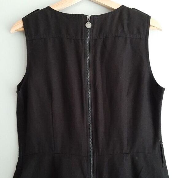 CALVIN KLEIN / Linen Blend w/ Pockets Knee Length Dress Black Sz 12 - Picture 9 of 12